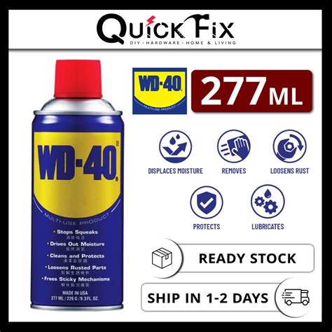 QuickFix WD 40 Anti Rust Multi Purpose Spray 277ML WD40 WD 40 Antirust