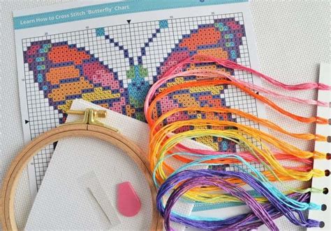 Beginners Butterfly Learn How To Cross Stitch Complete Tutorial Kit