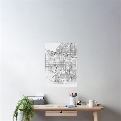 Cooper City Florida US Gray City Map Poster For Sale By