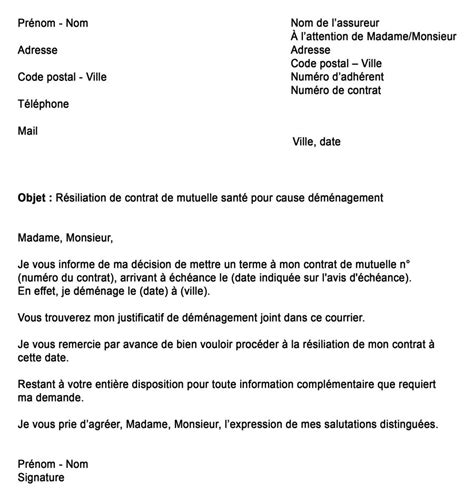 Modèle De Lettre De Résiliation D Un Contrat