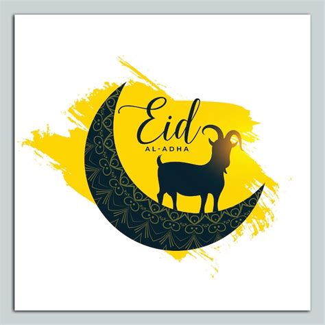 Premium Vector Eid Al Adha Card With Goat And Moon