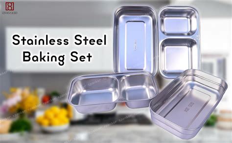 Buy Spanker Pack Of 4 Stainless Steel Cake Baking Set 2 Containers And 2 Trays Without Lids