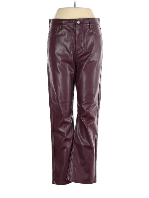 Ann Taylor 100 Polyurethane Solid Maroon Burgundy Faux Leather Pants