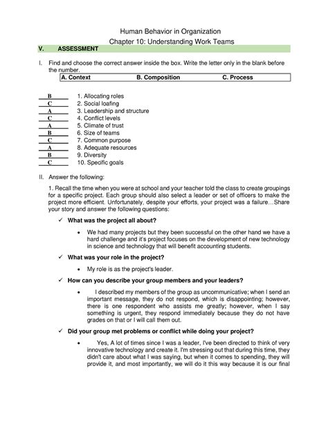 Human Behavior Chapter 10 Assessment I Find And Choose The Correct