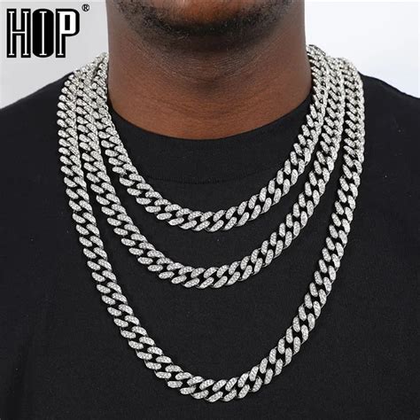 Corrente Cubana Hip Hop Para Homens E Mulheres Colar Gelado Bling