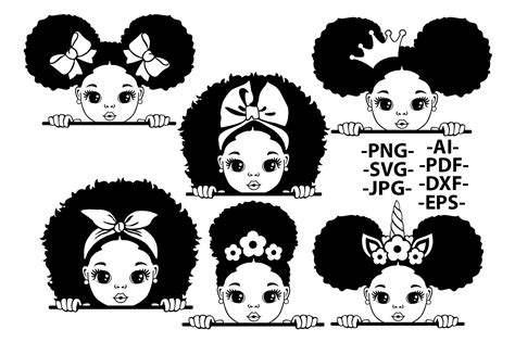 Baby Black Girl With Bows Svg Baby Girl Svg Baby Girl Peek