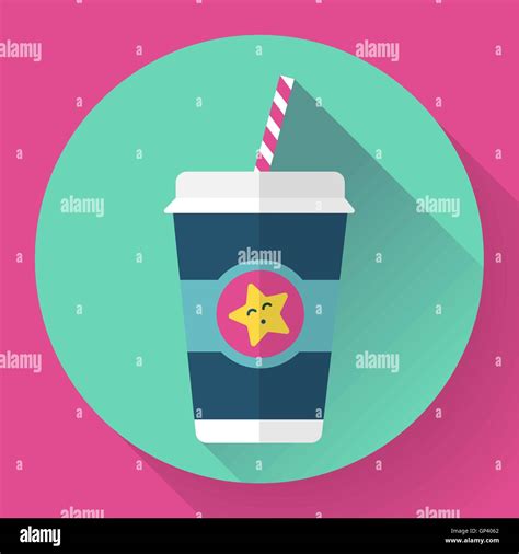 Paper Coffee Cup With Straw Hot Outdoor Drink Flat Style Design Vector Stock Vector Image