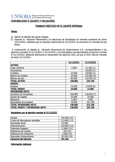 T Práctico Nº8 conta 2 2023 CONTABILIDAD II AJUSTE Y VALUACIÓN