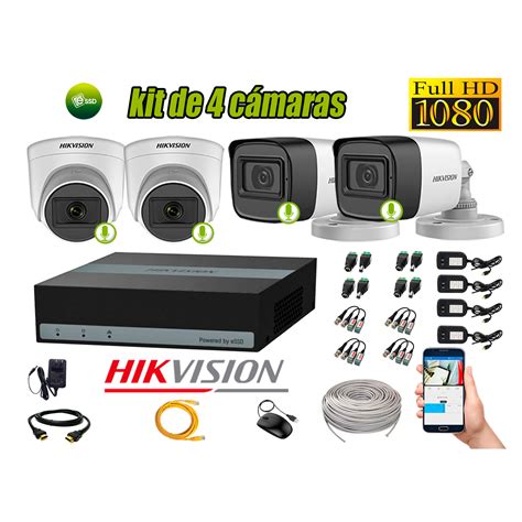 Ripley HIKVISION KIT 4 CAMARAS DE SEGURIDAD CON AUDIO 2MP E DVR