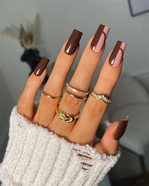 Pin By A E S T H E T I C S On ɴᴀɪʟs Brown Nails Brown Acrylic Nails Brown Nails Design