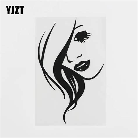 Yjzt 69cmx175cm Hot Sexy Girl Face Hair Beauty Decal Vinyl Car Sticker Blacksilver 8a 0448