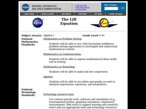 The Lift Equation Lesson Plan for 9th - 10th Grade | Lesson Planet