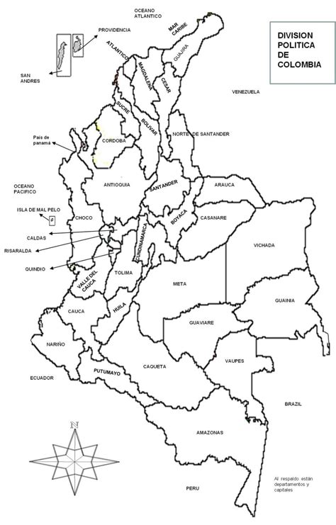 CIENCIAS SOCIALES CROQUIS DEL MAPA POLITICO DE COLOMBIA