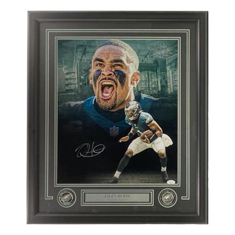 Jalen Hurts Signed Eagles Custom Framed Photo JSA Pristine Auction