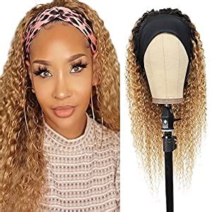 Amazon Inch Blonde Curly Headband Wigs Human Hair Blonde Ombre Wig Blonde Curly Wave