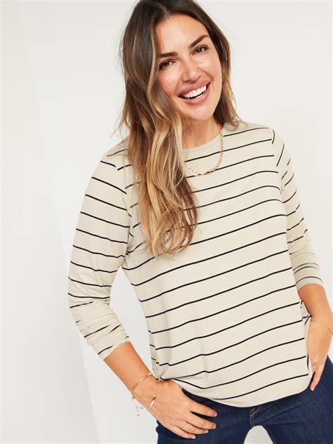 Luxe Long Sleeve Crew Neck Striped T Shirt Old Navy