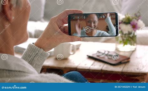 Woman Talking Video Call Phone Screen At Home Mobile Communication And