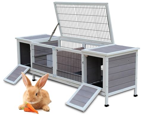 Rabbit Hutch, Rabbit Cage with Run Indoor Bunny Hutch Outdoor Rabbit ...