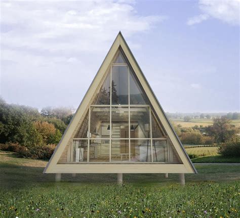 This Triangular Shaped Tiny Cabin Has 1 Room 1 Bathroom And Terraces