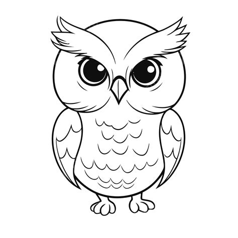 Cute Owl Coloring Page Designboostcom Outline Sketch Drawing Vector