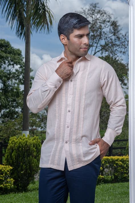 Guayabera Beige Manga Larga Frixio