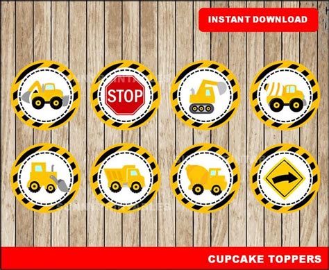 Adornos para cupcakes de construcción toppers de construcción