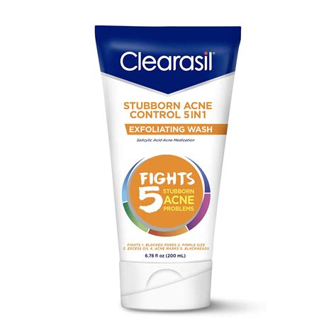 Clearasil Stubborn Acne Control 5in1 Exfoliating Wash Maximum Strenght With 2 Salicylic Acid