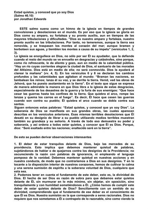 PDF Estad Quietos Y Conoced Que Yo Soy Dios Jonathan Edwards