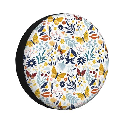 Noikeo Flowers Butterfly Pattern 14 17 Inch Spare Tire Cover Universal