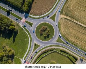 Aerial View Roundabout Vehicle Circulation Foto Stok