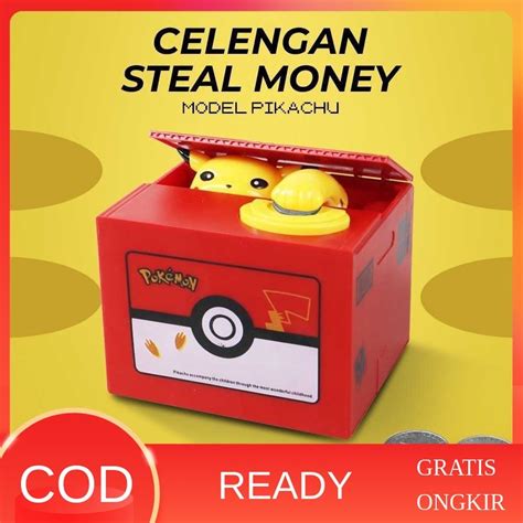 Jual TAKARA Celengan Lucu Steal Money Piggy Bank Model Pikachu T17