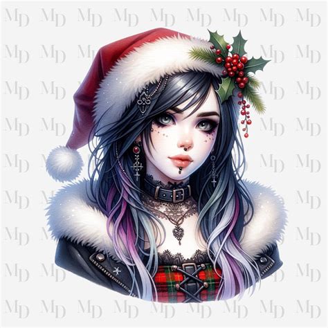 Christmas Goth Girl Png Clipart Instant Download Goth Christmas