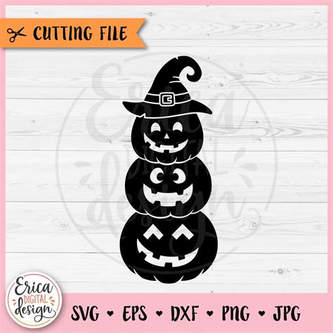 Jack O Lanterns Svg Cut File For Cricut Silhouette Stacked Pumpkins