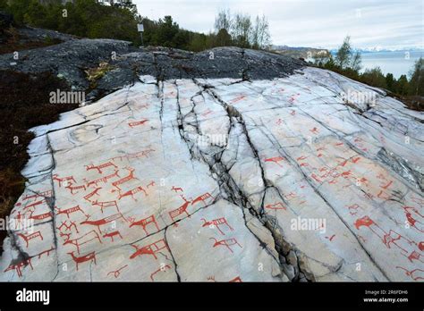 Ancient Rock Carving Alta Finnmark Norway Stock Photo Alamy