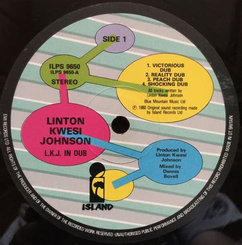 Linton Kwesi Johnson LKJ In Dub Vinyl Pussycat Records