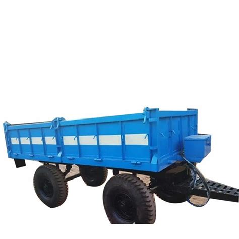 Mild Steel Blue Wheel Hydraulic Tractor Trolley For Agriculture At