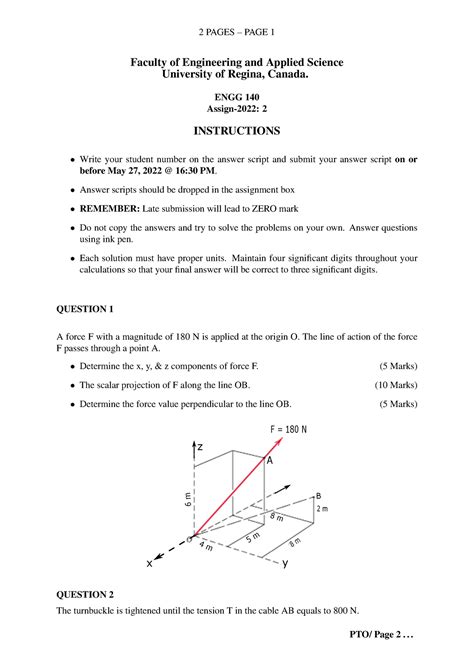 Assign 2 2022 Engg 140 Assignment Copyright To Jacob Muthu 2 Pages