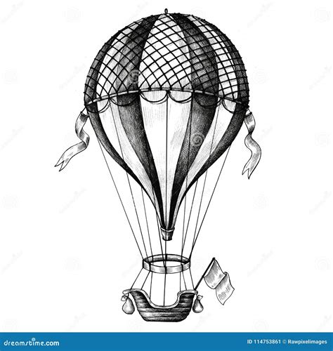 Hot Air Balloon Vintage Style Illustration Stock Illustration
