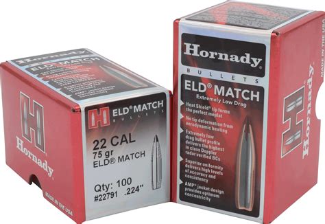 Hornady 22791 Eld Match 22 Cal 224 75 Gr Extremely Low Drag Match