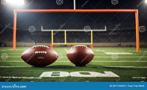 American Football on Field stock photo. Image of green - 297110520