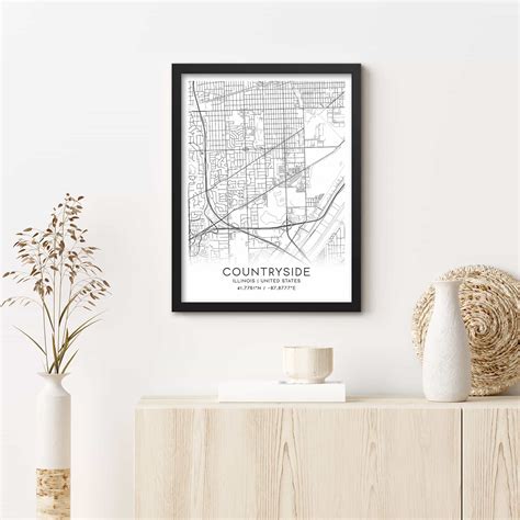 Countryside Illinois Map Poster, Modern Home Decor Wall Art Print - Custom Maps & Posters