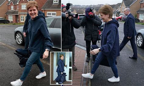 Nicola Sturgeon looks relaxed as she returns home in a comfy hoodie ...