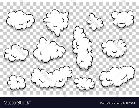 Cartoon Puff Cloud Template On Transparent Vector Image