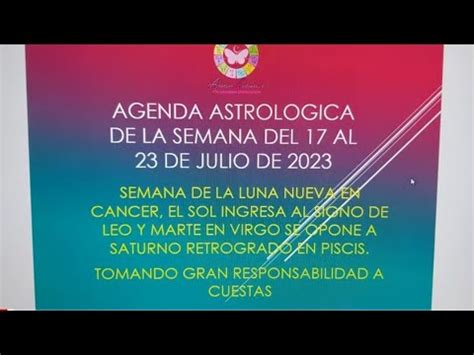 Agenda Astrologica De La Semana Del Al De Julio Luna Nueva En