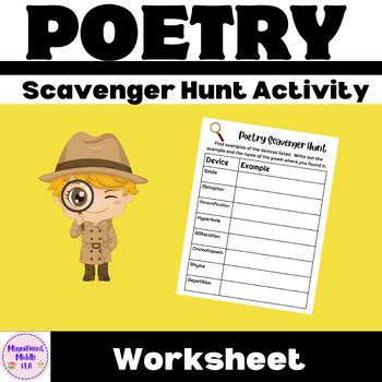 Literary Device Scavenger Hunt Activity Poetry By Magnificent Middle Ela