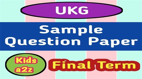 UKG Sample Question Paper UKG Worksheet YouTube