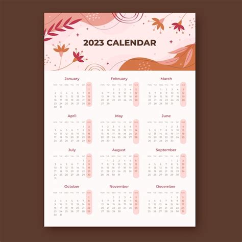 Plantilla Plana De Calendario De Pared 2023 Vector Premium