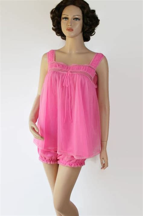 1955 Nightie Babydoll Nightie With Short Bloomers Early Vintage