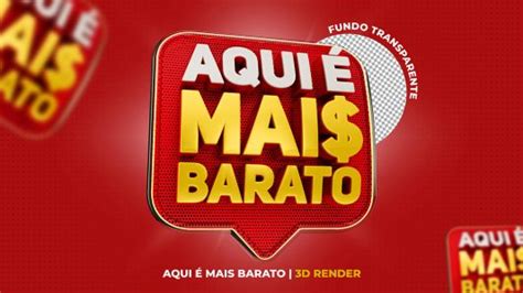 Selo 3D Aqui é Mais Barato Vermelho Para Composição PSD download