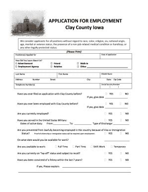 Fillable Online Clay County Employment Application Fax Email Print